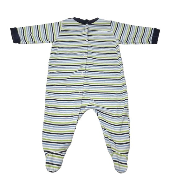 Baby Boys-3 Sleepers - Navy, Lt. Orange, White w/ Colorful Stripes - Size 0-3 M - Picture 4 of 8